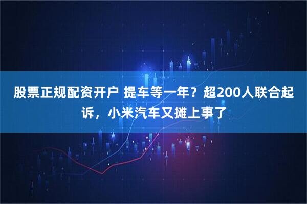 股票正规配资开户 提车等一年？超200人联合起诉，小米汽车又摊上事了